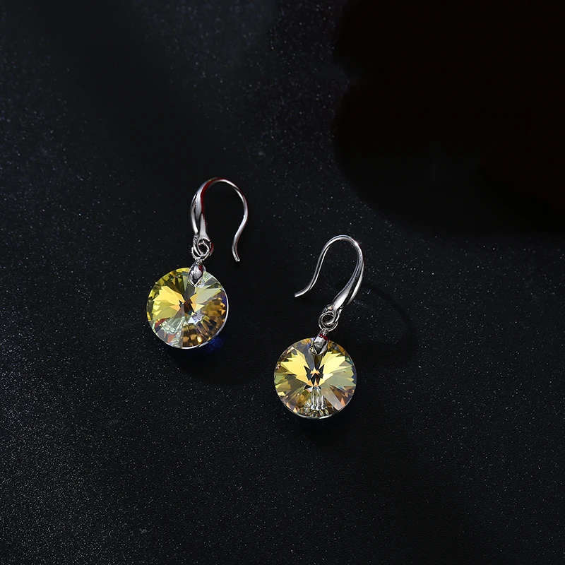 100% GENUINE Round Austria Crystals From Swarovski Drop Earrings