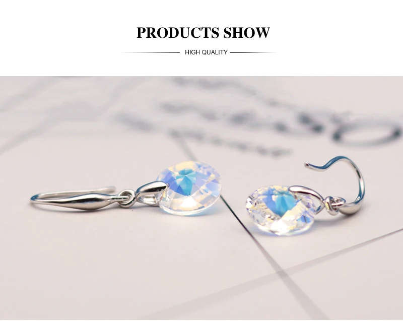100% GENUINE Round Austria Crystals From Swarovski Drop Earrings