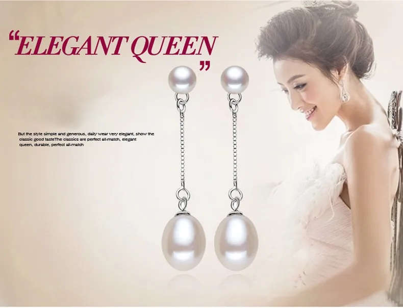 100% Natural Freshwater Pearl 925 Sterling Silver Genuine Earring - White