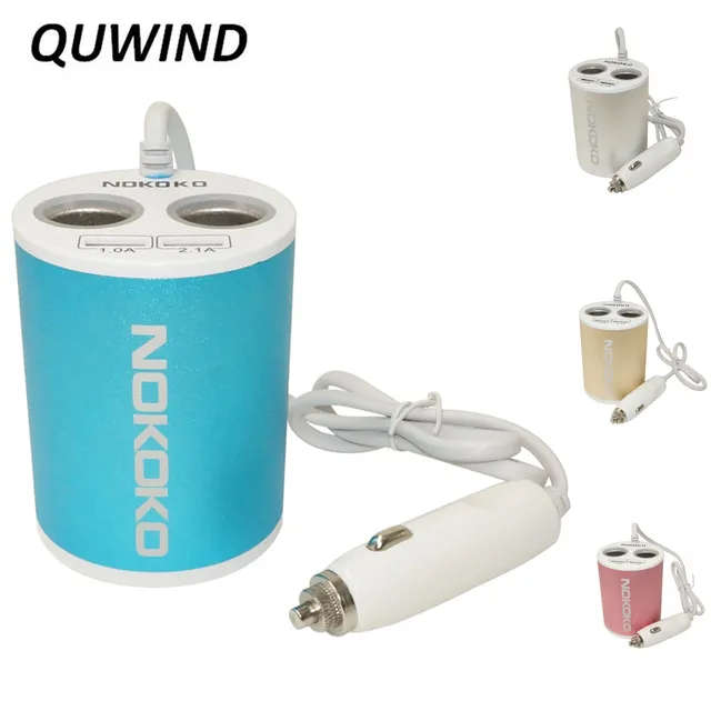 Multifunctional Car Adapter Energy Cup 2 USB Charging Ports, 2 Electric Lighter Ports