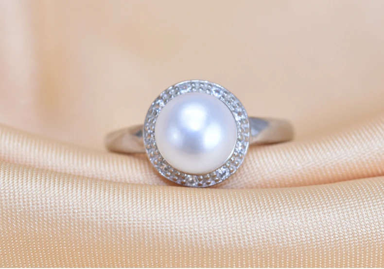 100% Natural Freshwater Pearl and Solid 925 Sterling Silver Genuine Ring - Adjustable