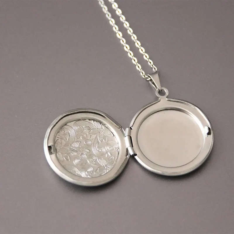 316 Stainless Steel Antique Can Open Photo Frame Pendant Necklace