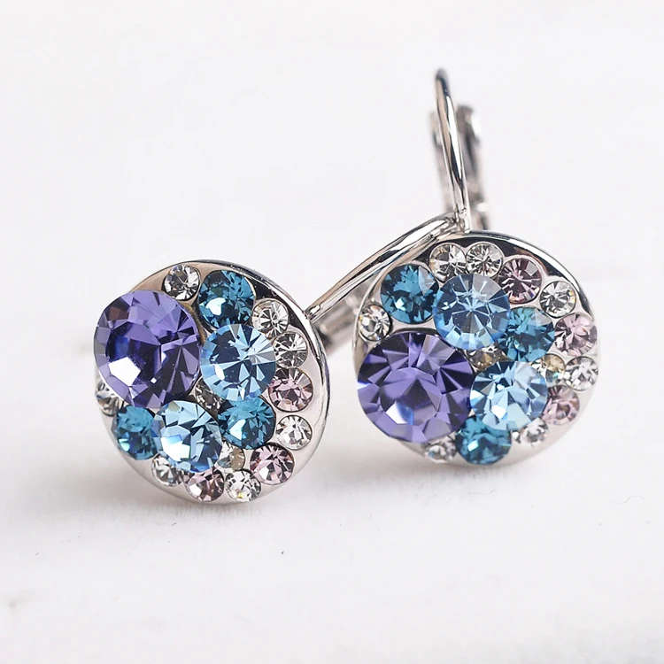 Silver Crystal Zircon Love Stud Earring Ref 14