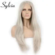 Sylvia Long Straight Synthetic Lace Front Wig Heat Resistant Fiber Wigs For Women