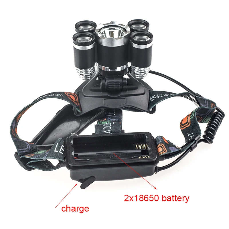 5 Led Bulbs Flashlight Head Rechargeable