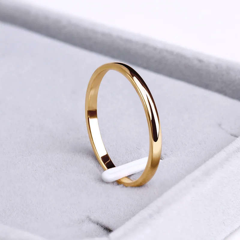 Genuine Stainless Steel Rings Gold -  Anti-allergy Smooth  Size 9 - DO NOT FADE