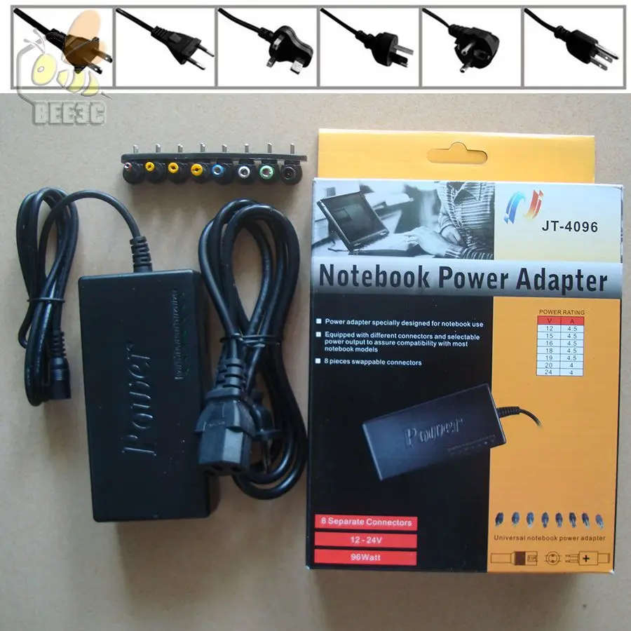 Universal Notebook Power Adapter 96 Watt 8 Connectors JT-4096
