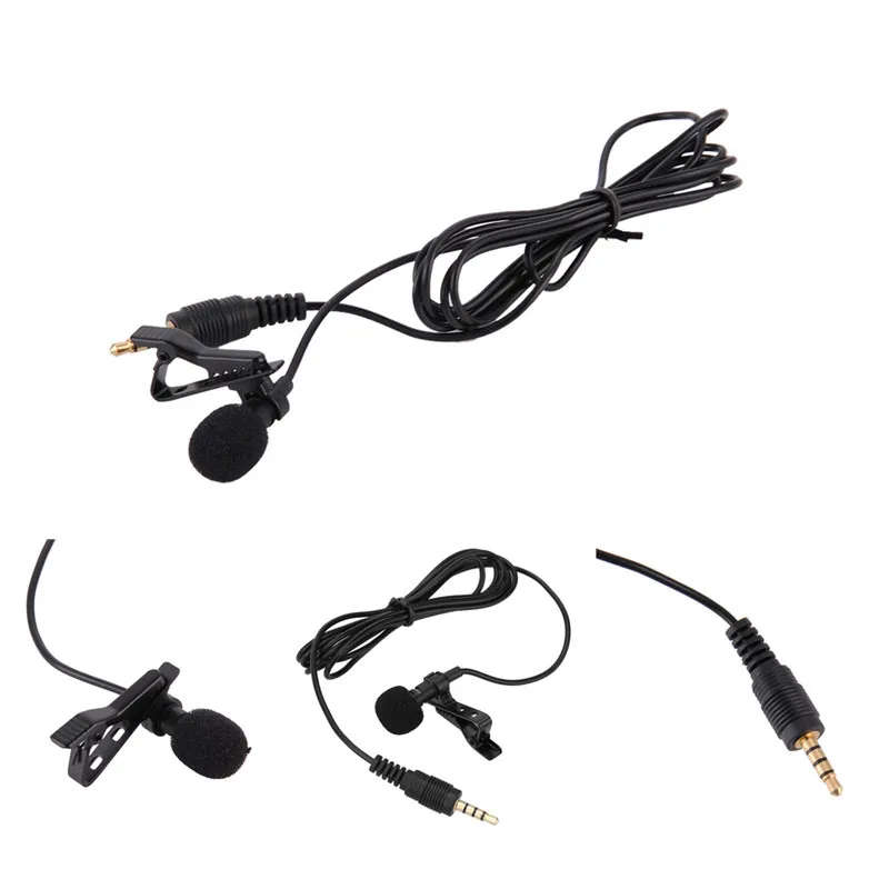 Portable Clip-on Lapel Lavalier Microphone 3.5mm Jack Hands-free Mini Wired Condenser Microphone for