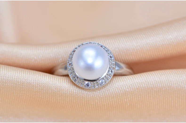 100% Natural Freshwater Pearl and Solid 925 Sterling Silver Genuine Ring - Adjustable