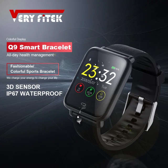Q9 Waterproof Sports Smart Watch for Android / iOS with BP Monitor - Black