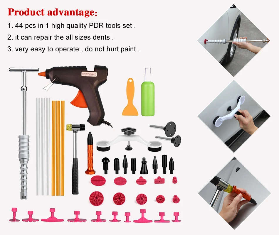 PDR Tools Kit Paintless Dent Repair Tools Dent Removal Car Body Repair Kit Tool To Remove Dents