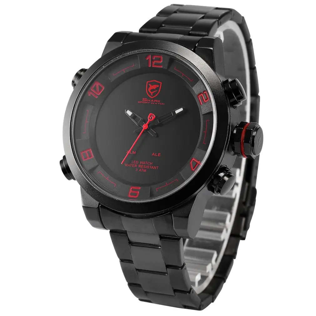 SHARK The Gulper shark Dual Analog/Digital Dual Movement 50MM Watch BRAND NEW