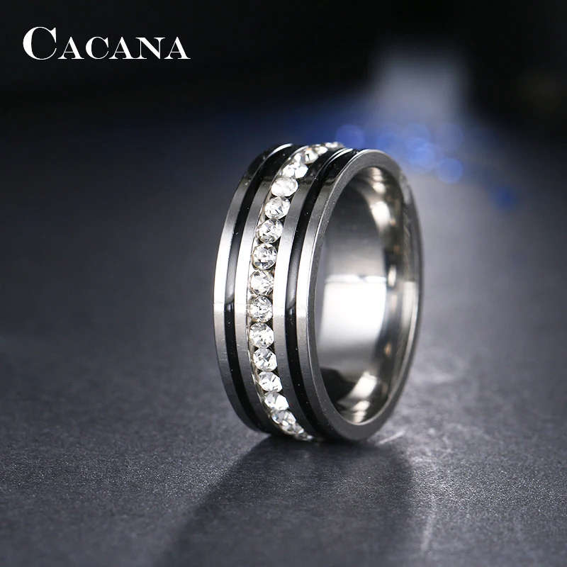 Genuine Stainless Steel Wedding Engagement Ring Silver Color Size 8