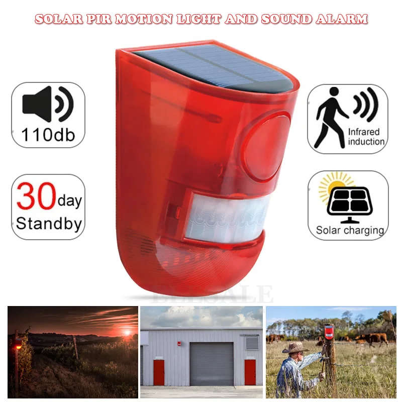 Bulk from 6pcs//Solar Powered Alarm Lamp