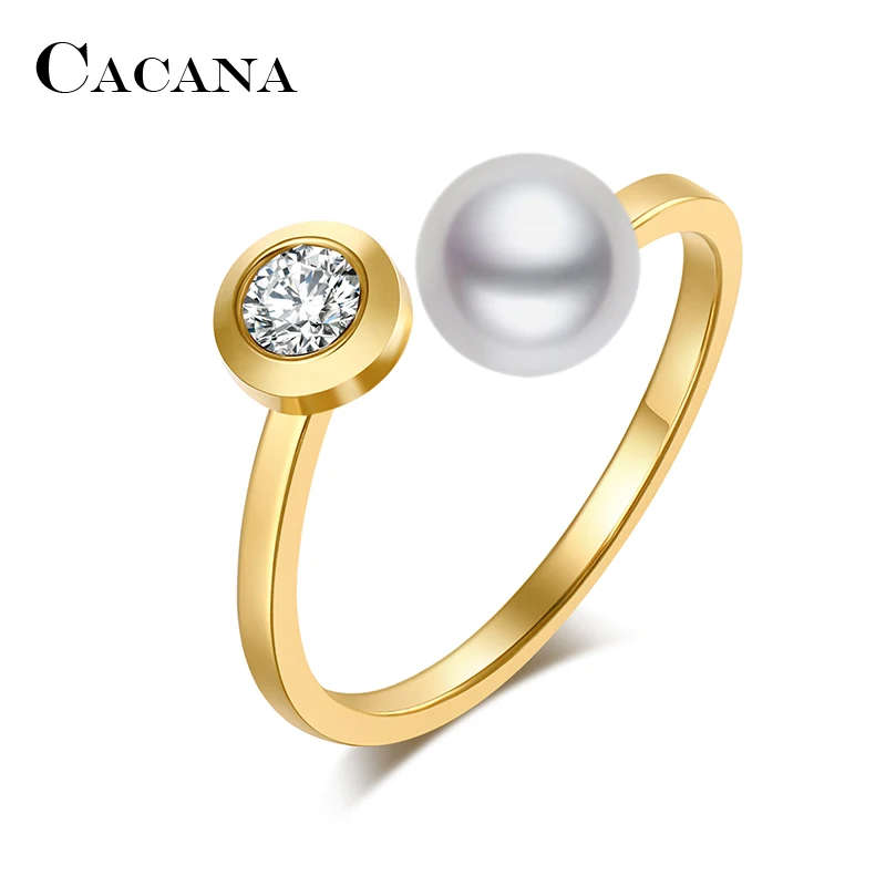 Genuine Stainless Steel Wedding Engagement Ring Gold Color Size 11