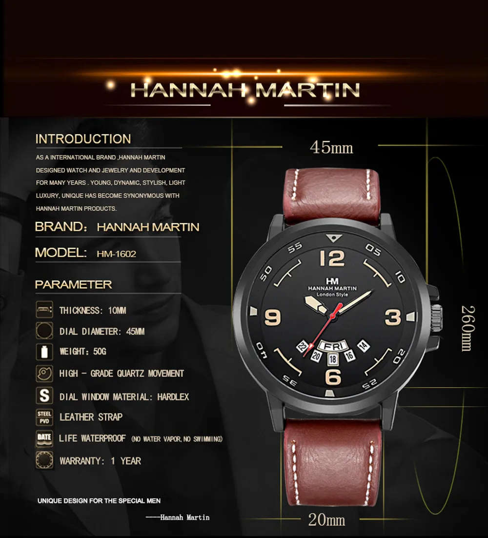 Hannah Martin London Style Mens Watch.