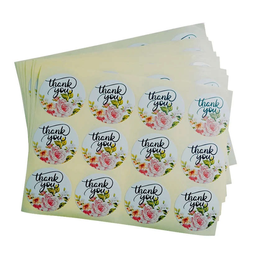 40pcs Thank you flower gift sealing label Adhesive Sticker 40mm