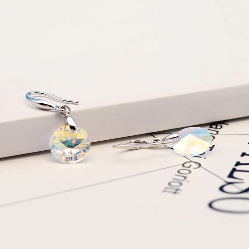 100% GENUINE Round Austria Crystals From Swarovski Drop Earrings