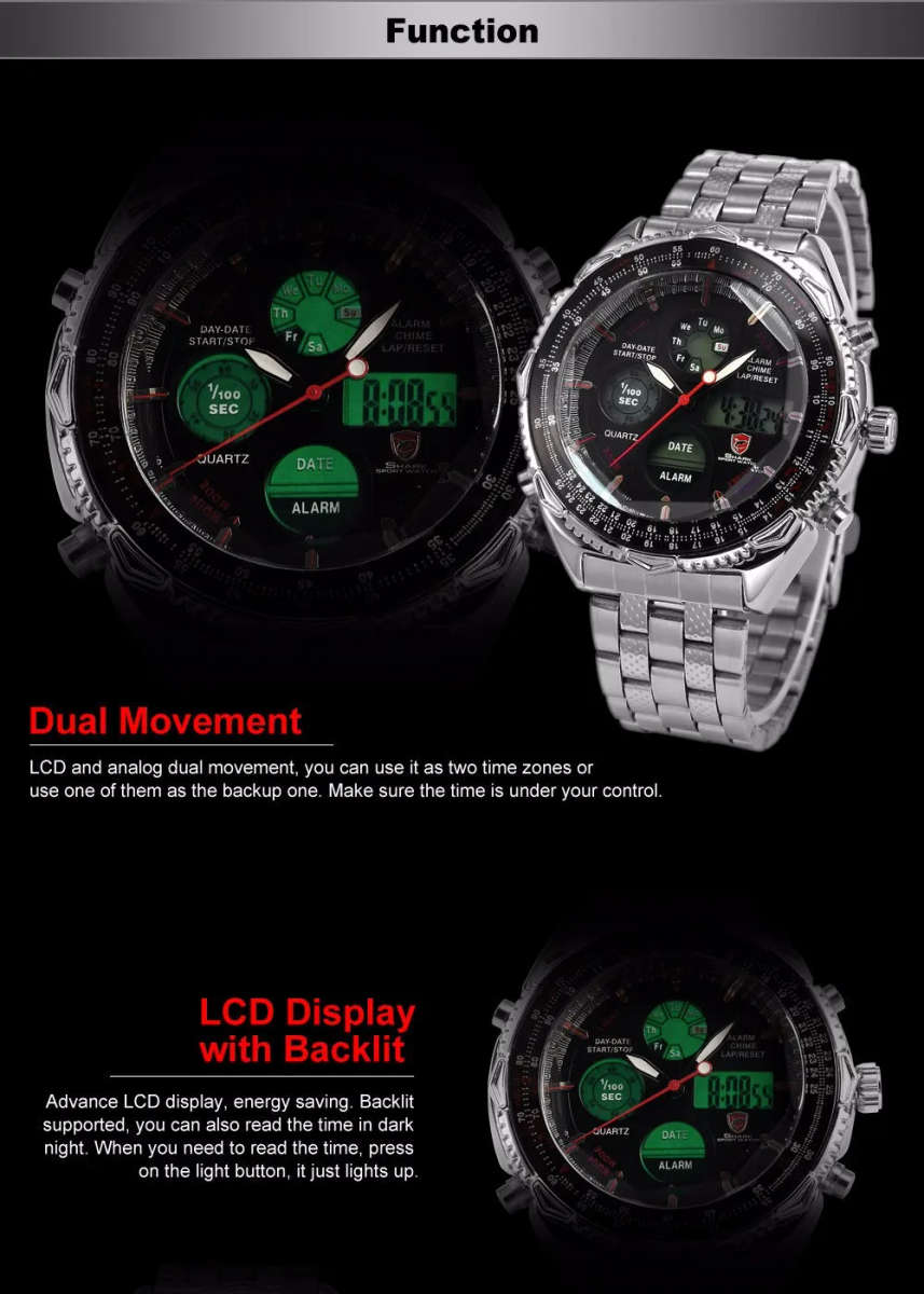 OH BOY!! BRAND NEW SHARK FLIGHT EIGHTGILL MASTER DUAL LED ALARM WATCH W/ BOX, PAPERS, LOADED!!