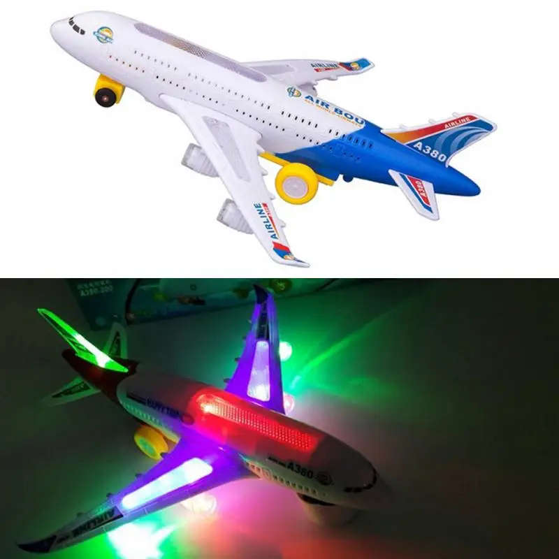 Hot new airplane toys airplane electric airplane model in motion blinking lights music sounds kids t
