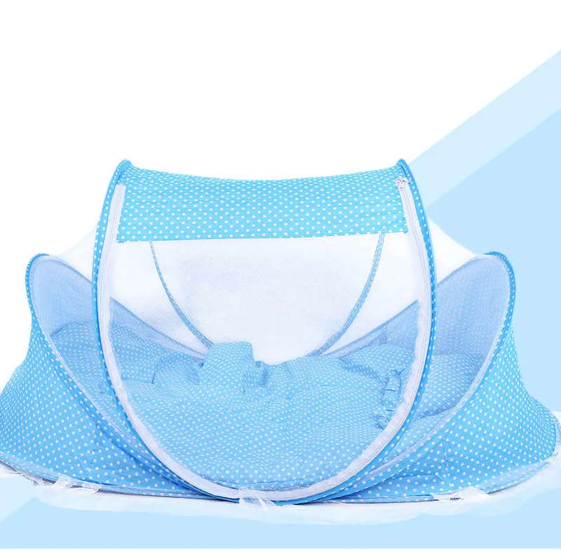 Portable Kids Comfortable Baby Travel Bed Sealed Repellent Mosquito Net Mattress Pillow