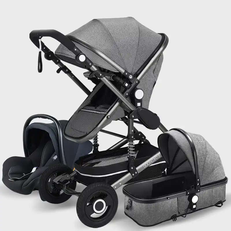 Baby Pram Stroller - 3 Function Foldable Baby Pram with Car Seat-Grey Belecoo Brand New
