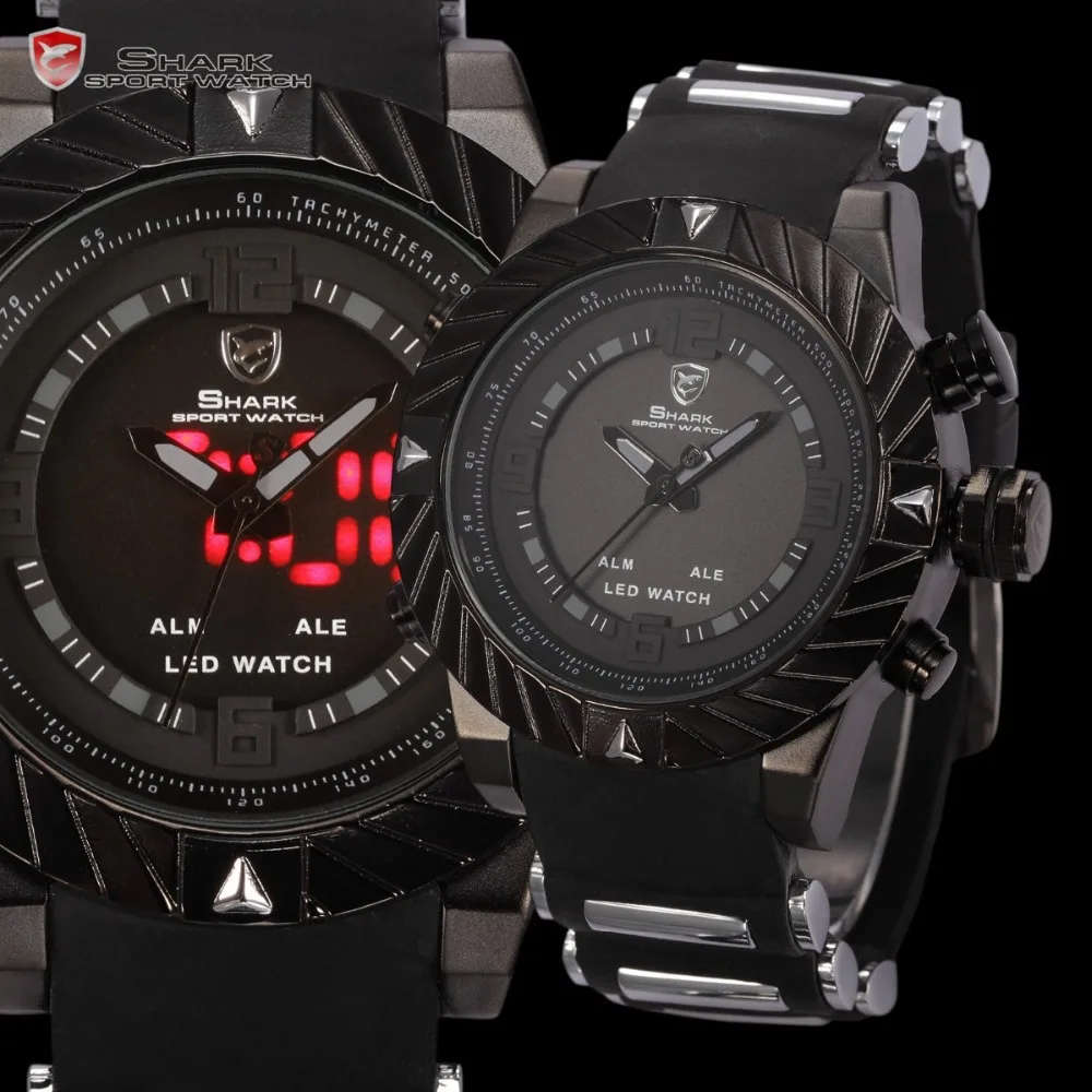 SHARK DUAL LED CHRONOGRAPH GOBLIN ALARM WATCH W/ BOX, PAPERS, LOADED!!