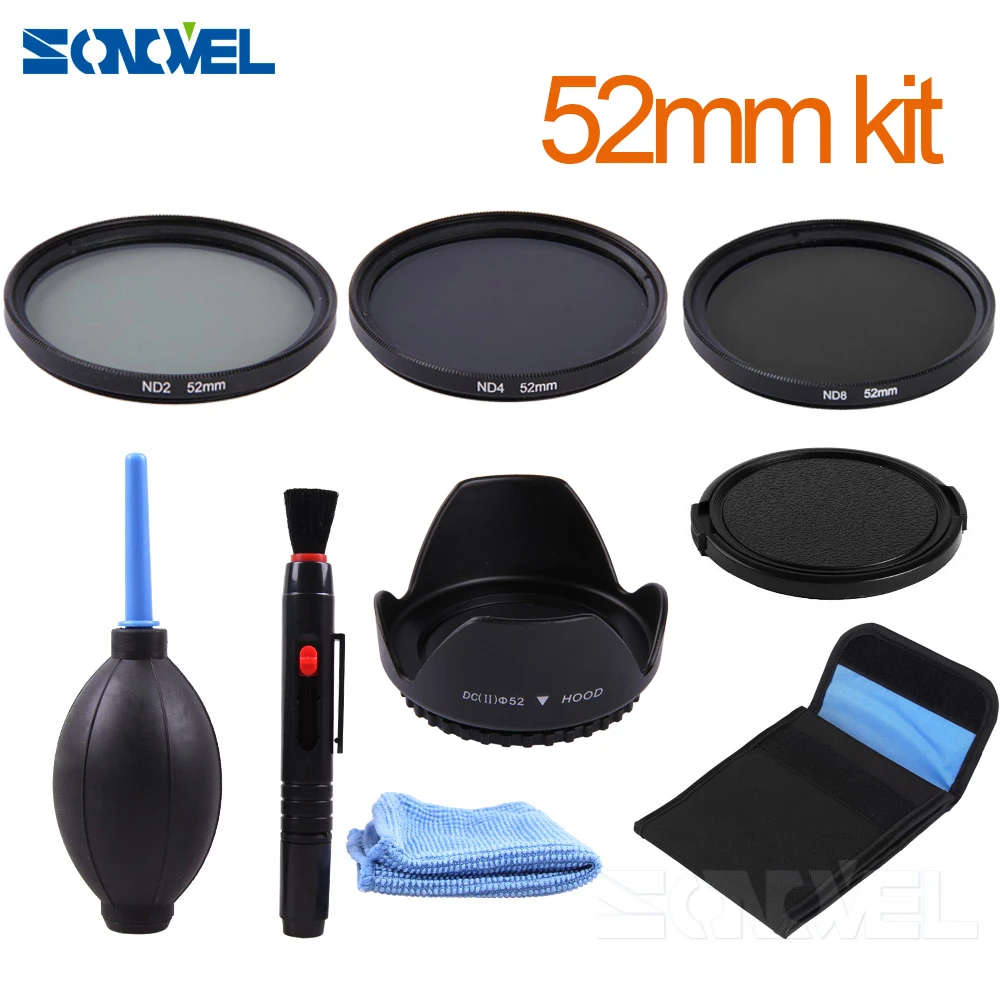 52mm ND2 ND4 ND8 Neutral Density Filter Lens Set+52mm lens hood For Canon EOS M2 M3 M5 M6 M10 M100 &