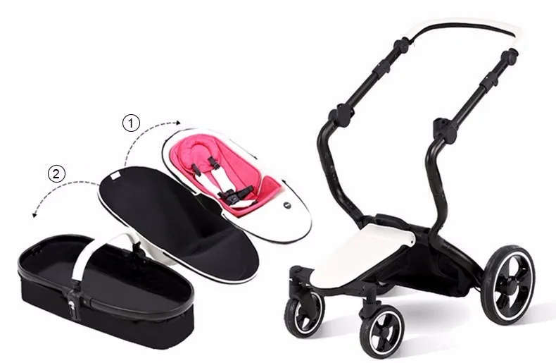 Brand New 2019 Foofoo Baby Stroller Top Landscape Can Change Into Leather Sleeping Basket
