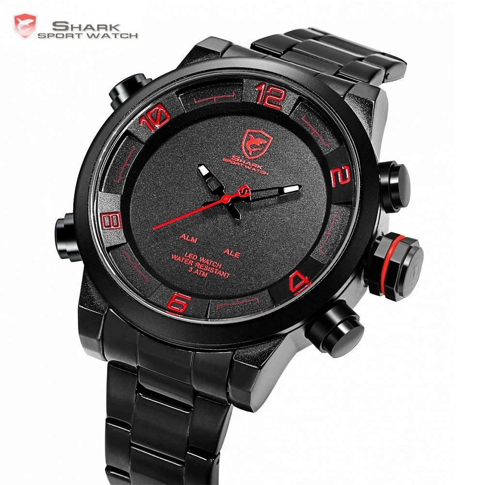 SHARK The Gulper shark Dual Analog/Digital Dual Movement 50MM Watch BRAND NEW