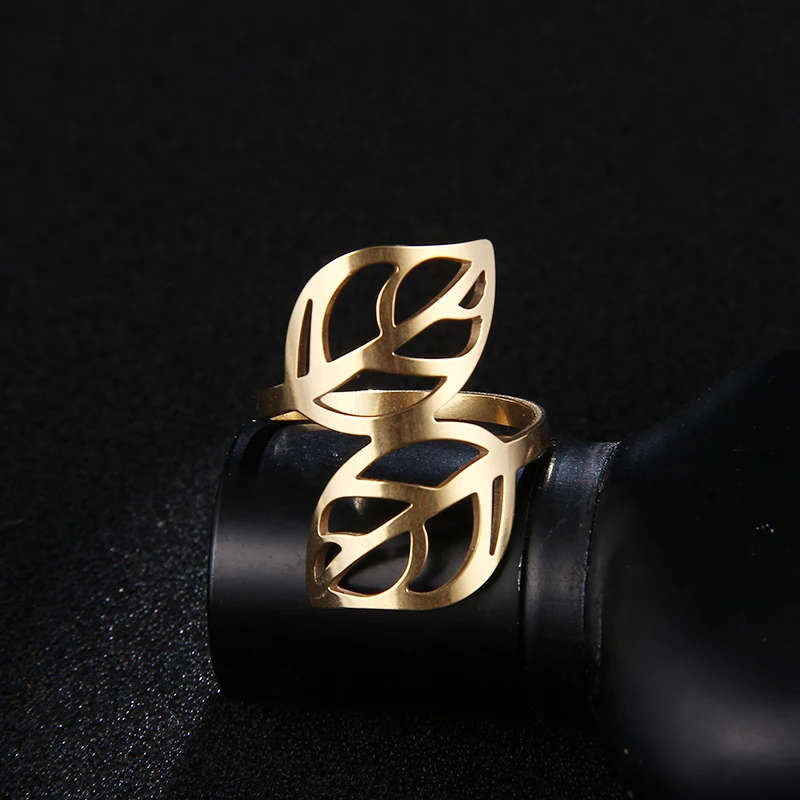 GENUINE Stainless Steel Ring Two Leaves Size 6 - DO NOT FADE