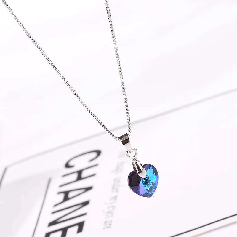 GENUINE Heart Necklaces Pendant Crystals From SWAROVSKI -  Crystal Heliotrope