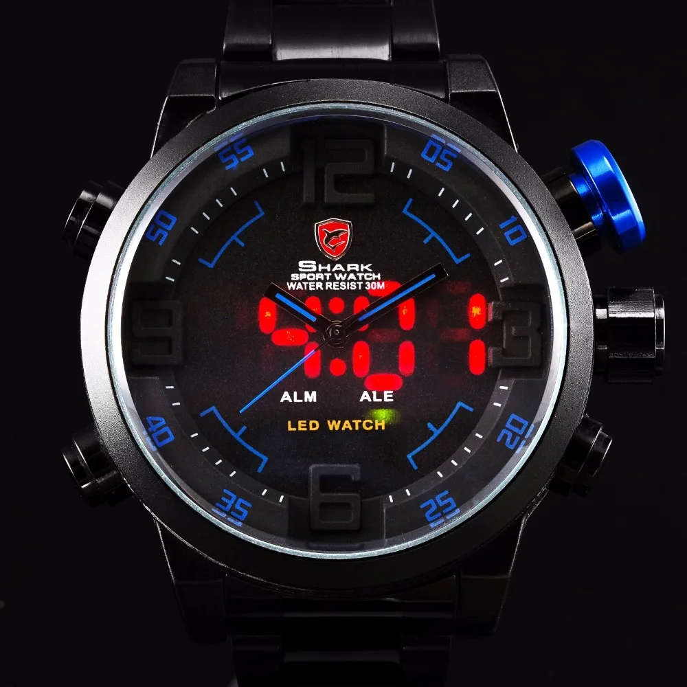 SHARK The Gulper shark Dual Analog/Digital Dual Movement 50MM Watch BRAND NEW