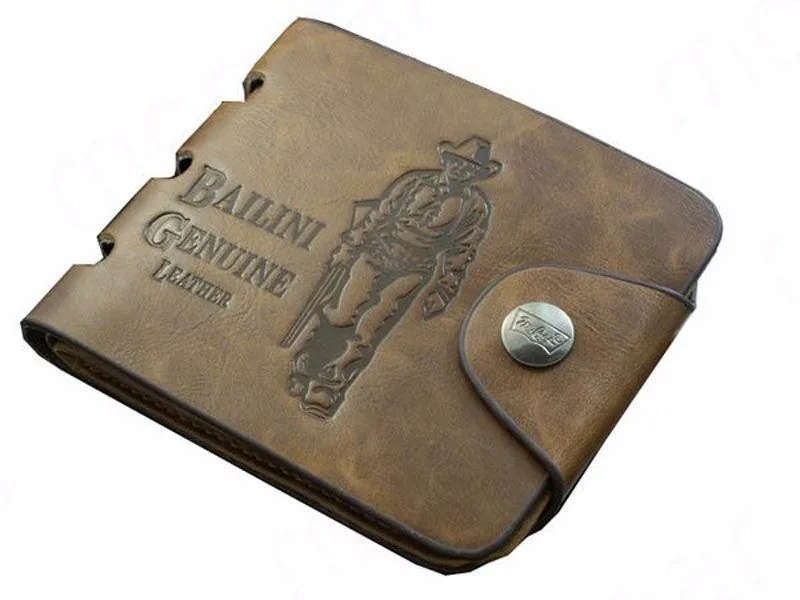 Top Quality Male Genuine Leather Brief Wallet Fashion Cowboy Card Holder Cowhide