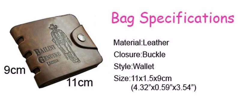 Top Quality Male Genuine Leather Brief Wallet Fashion Cowboy Card Holder Cowhide