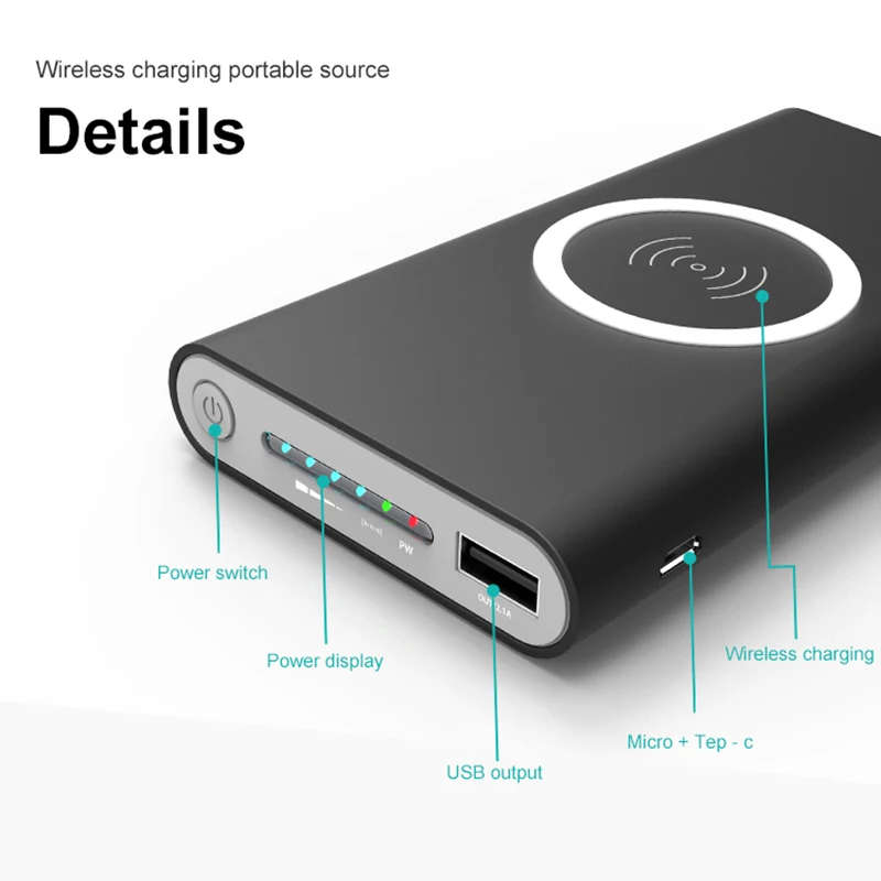 2018 Hot 20000mah Power Bank External Battery quick charge Wireless Charger Powerbank Portable