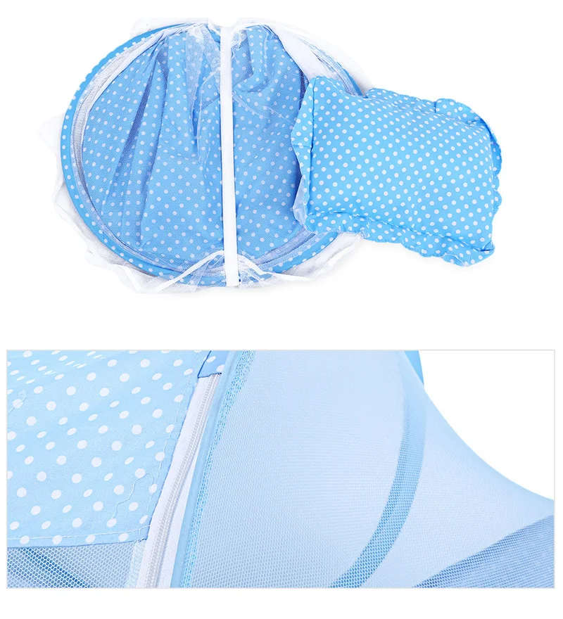 Portable Kids Comfortable Baby Travel Bed Sealed Repellent Mosquito Net Mattress Pillow