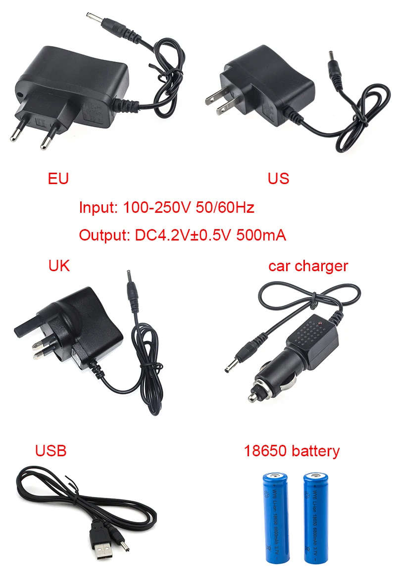 5 Led Bulbs Flashlight Head Rechargeable