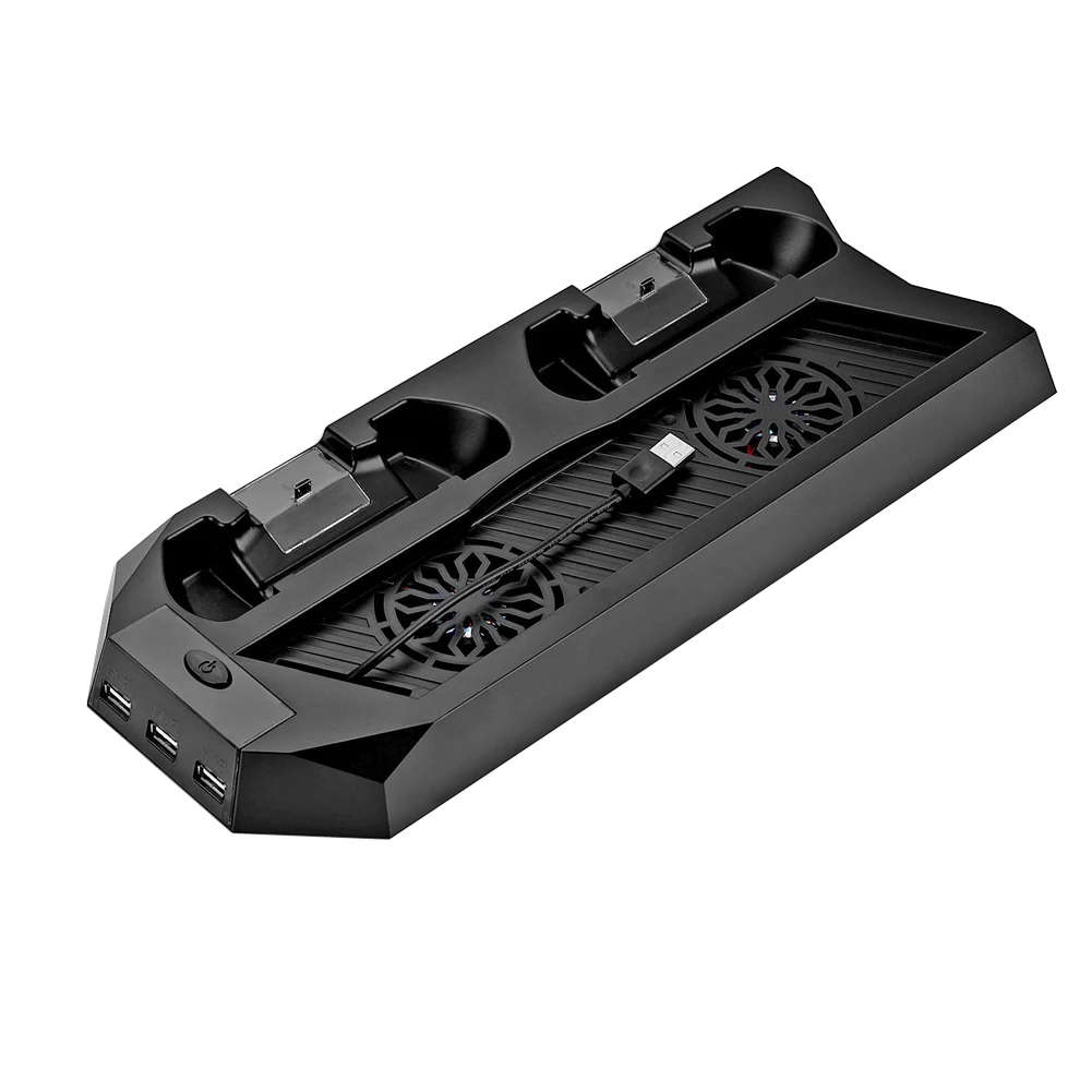 Vertical Stand Cooling Fan with Dual Chargers and 3 USB Hubs For PlayStation 4