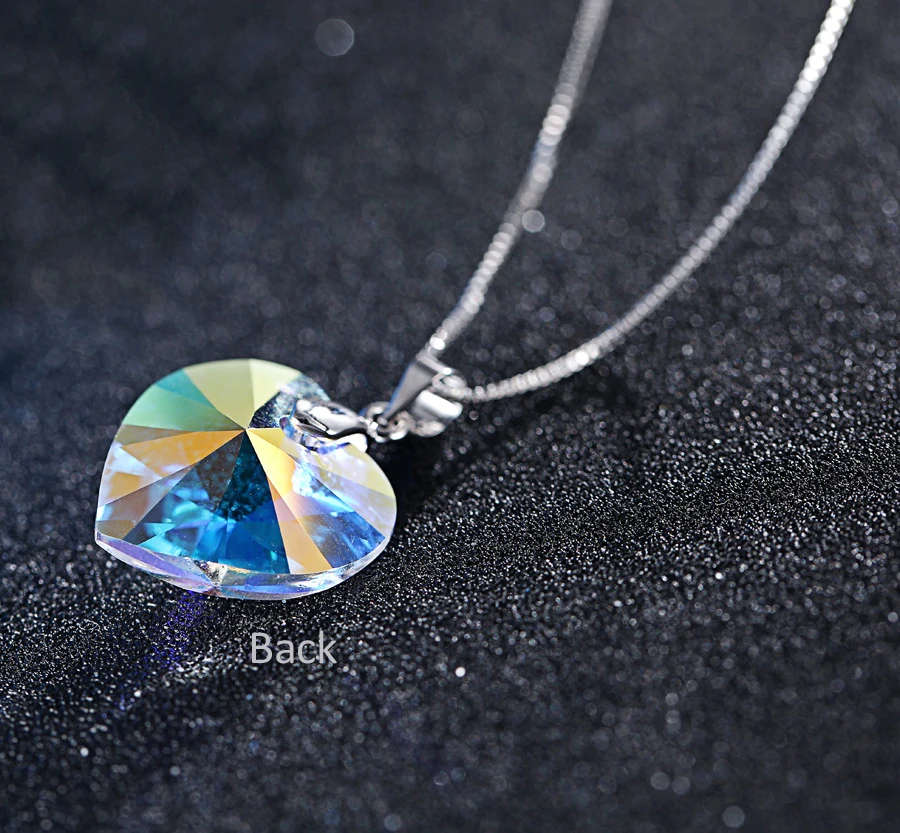 GENUINE Heart Necklaces Crystals From SWAROVSKI -  Crystal Aurore Boreale