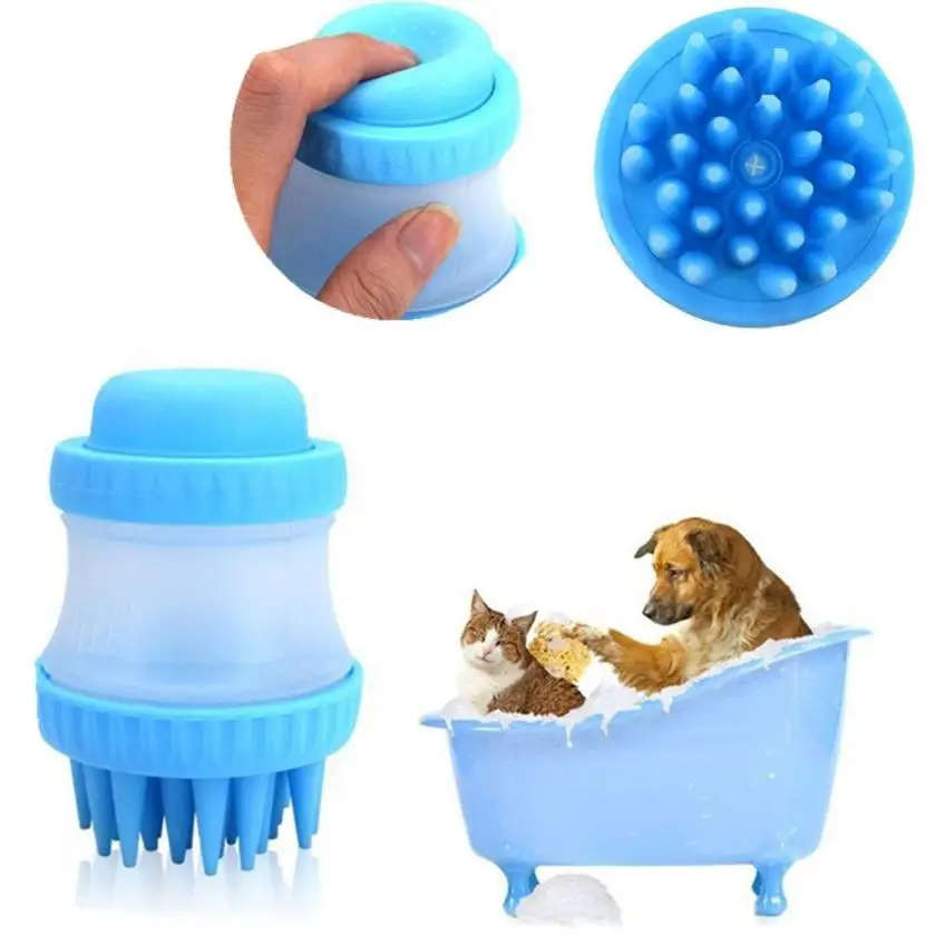Silicone Pet Bath Brush Massage Brush Gentle Dog Cat Washer Squeezable Soap Bubble Foam Bootle Brush