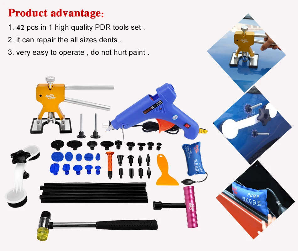PDR Tools Paintless Dent Repair Tools Car Hail Damage Repair Tool Hot Melt Glue Sticks Glue Gun Pull