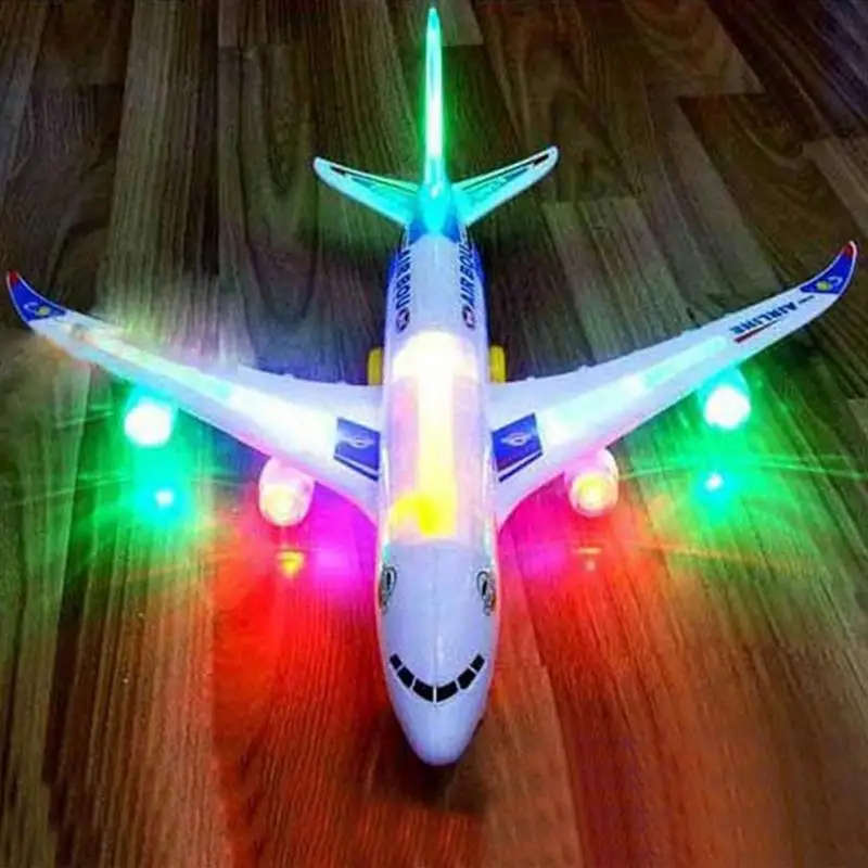 Hot new airplane toys airplane electric airplane model in motion blinking lights music sounds kids t