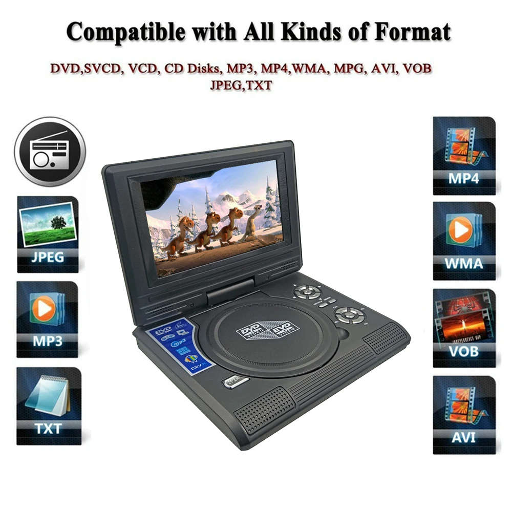9.8" Portable EVD/DVD with TV Player Card reader/USB GAME