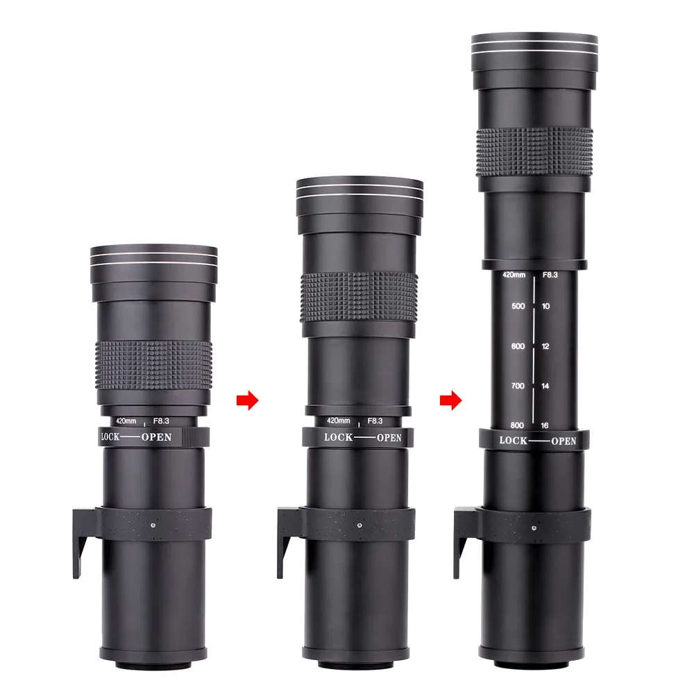 Lightdow 420-800mm F/8.3-16 Super Telephoto Lens Manual Zoom Lens for Canon Nikon Sony Pentax DSLR