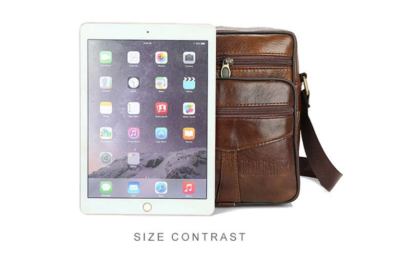 QiBoLu Cow Genuine Leather Messenger Bags Men Travel Business Crossbody Shoulder Bag for Man