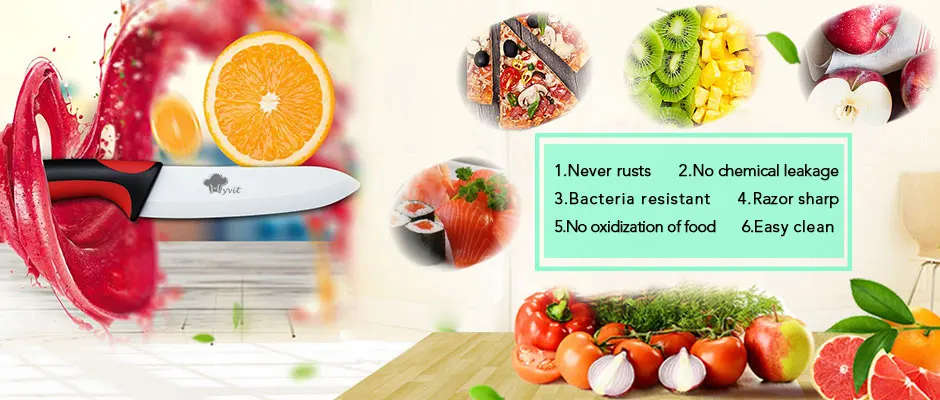 Kitchen Knife Ceramic Knife Cooking set 3" 4" 5" 6" inch + peeler White Blade Paring Fruit Vege Chef