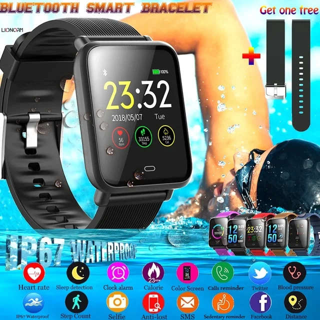 Q9 Waterproof Sports Smart Watch for Android / iOS with BP Monitor - Black