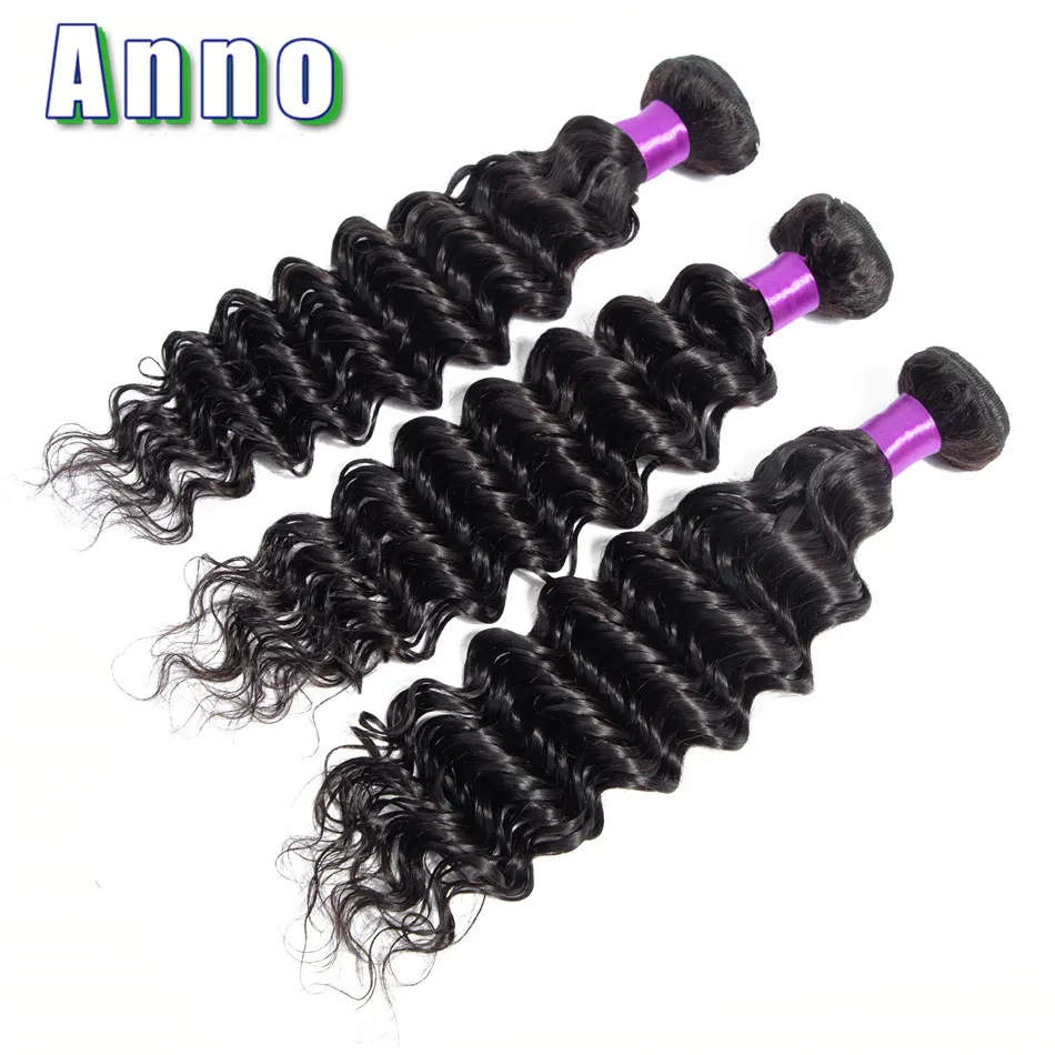 Annowig Peruvian Deep Wave Bundles With Closure (12, 14, 14 with 10 closure)