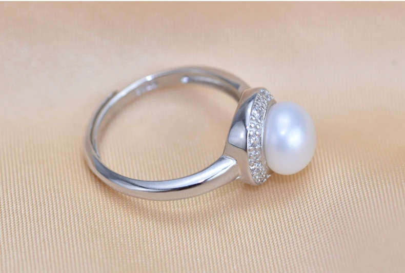 100% Natural Freshwater Pearl and Solid 925 Sterling Silver Genuine Ring - Adjustable